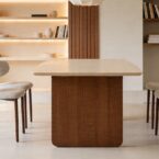 שולחן דגם 'ארז' בגוון אגוז + שמנת