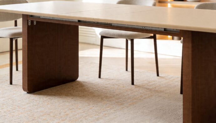 שולחן דגם 'ארז' בגוון אגוז + שמנת