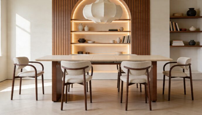 שולחן דגם 'ארז' בגוון אגוז + שמנת