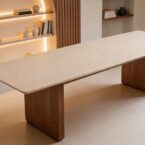 שולחן דגם 'ארז' בגוון אגוז + שמנת