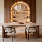 שולחן דגם 'ארז' בגוון אגוז + שמנת