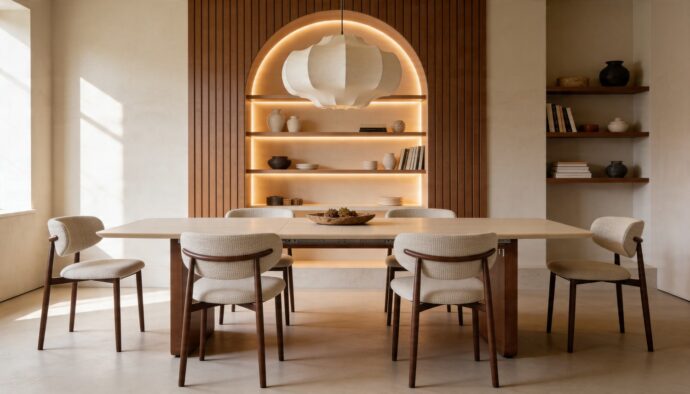 שולחן דגם 'ארז' בגוון אגוז + שמנת