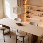 שולחן דגם 'ארז' בגוון אגוז + שמנת