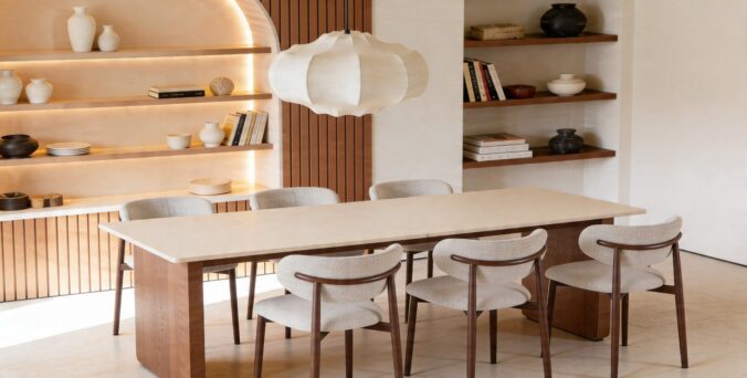 שולחן דגם 'ארז' בגוון אגוז + שמנת