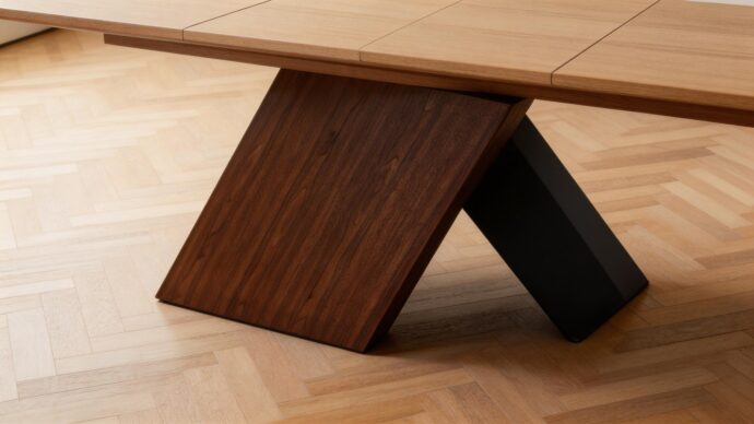 שולחן דגם 'כפיר' בגוון אגוז + שמנת