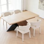 שולחן דגם 'כפיר' בגוון אגוז + שמנת