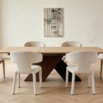 שולחן דגם 'כפיר' בגוון אגוז + שמנת