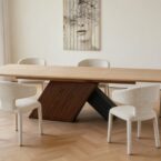 שולחן דגם 'כפיר' בגוון אגוז + שמנת