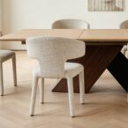 שולחן דגם 'כפיר' בגוון אגוז + שמנת