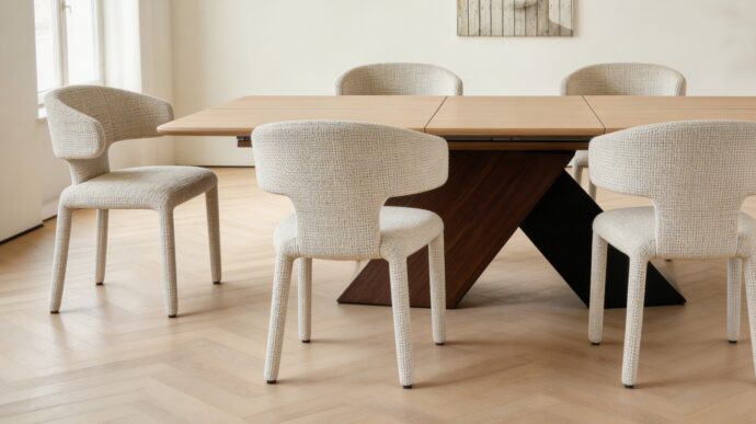 שולחן דגם 'כפיר' בגוון אגוז + שמנת