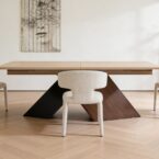 שולחן דגם 'כפיר' בגוון אגוז + שמנת