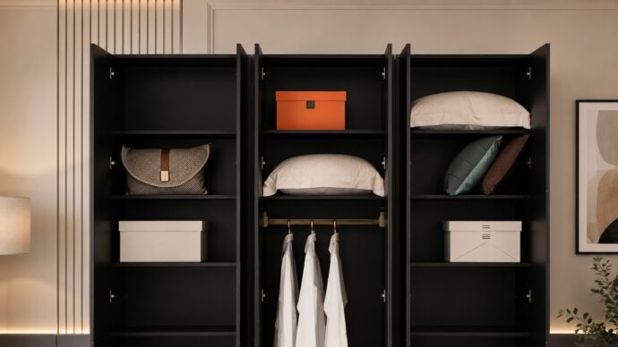 ארון דגם בראשית - 6 דלתות גוון שחור